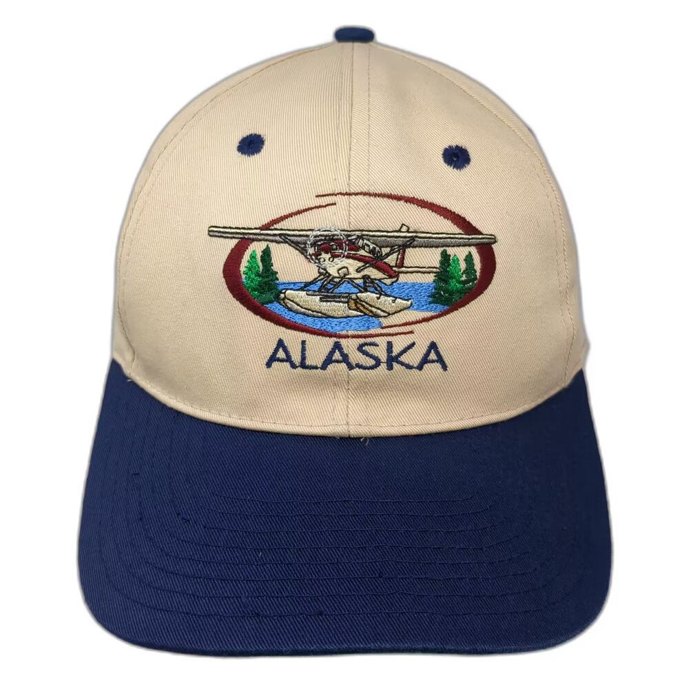 Arctic Circle Enterprises Alaska Floatplane Snapback Hat Beige Blue One Size
